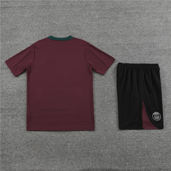 24/25 PSG short -sleeved maroon training suit