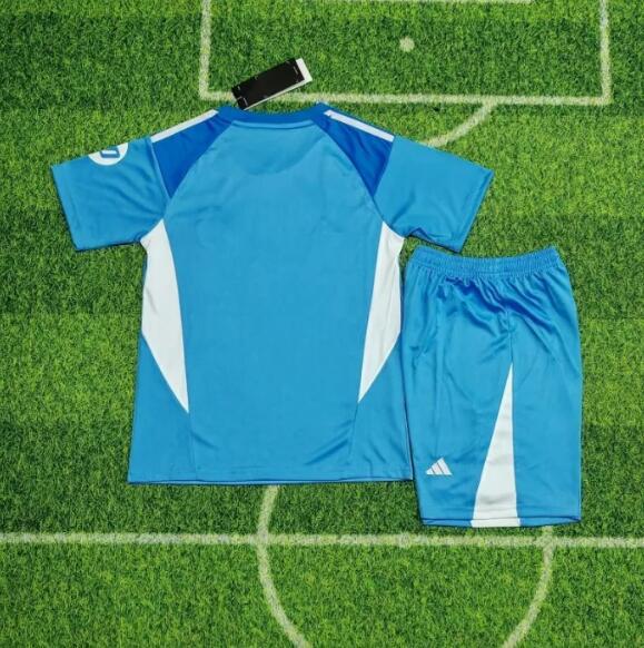 25/26 Real Madrid blue goalkeeper kids kit