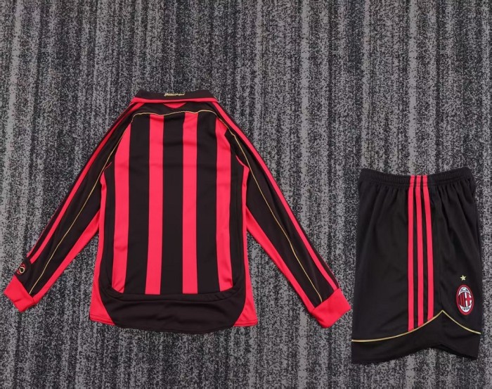 Retro 06/07 AC Milan home kids kit long sleeves