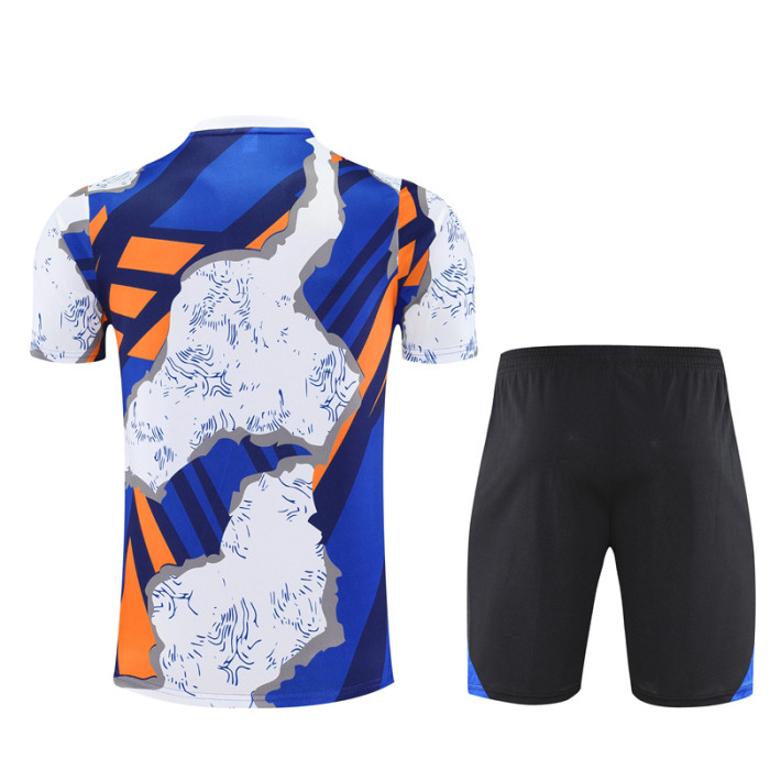 25/26 Real Madrid Short sleeve Adult training suit White Blue