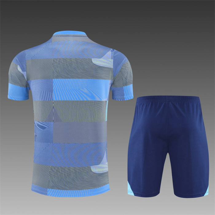 25/26 Real Madrid kids Short sleeve training suit Grey blue
