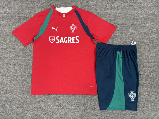 26/27 Portugal short -sleeved training suit red