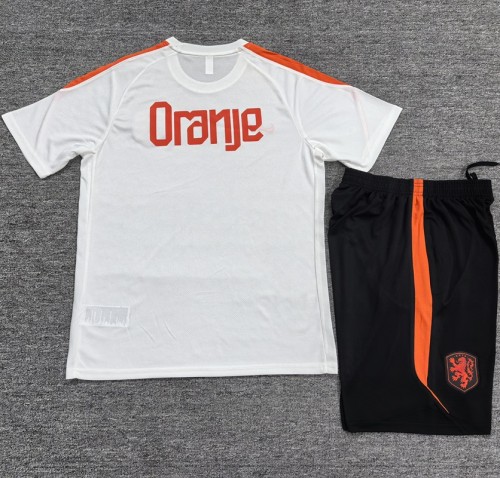 26/27 Netherlands kids short -sleeved training suit white
