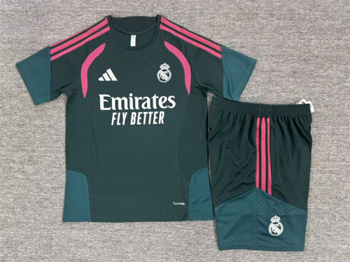 26/27 Real Madrid kids Short sleeve training suit dark green