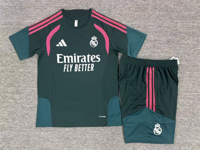 26/27 Real Madrid kids Short sleeve training suit dark green