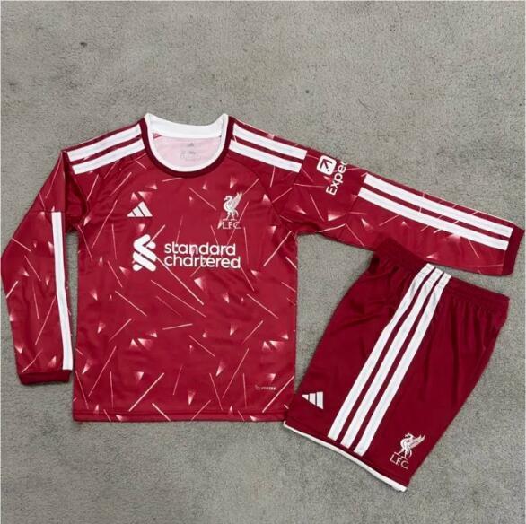 26/27 liverpool home kids kit long sleeves