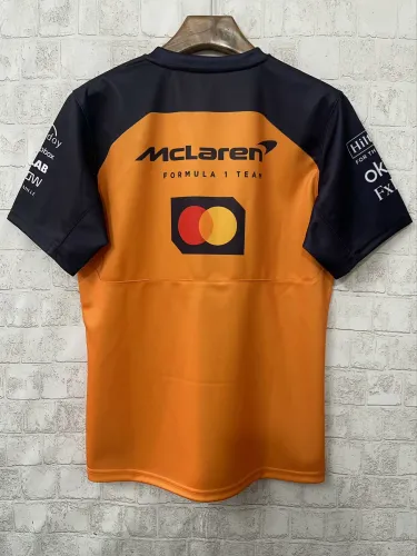 2025  F1 McLaren New Pattern Short Sleeve Racing Suit（圆领，胸前橙，无号码）