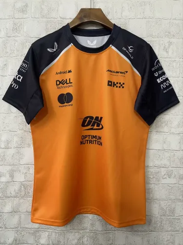 2025  F1 McLaren New Pattern Short Sleeve Racing Suit（圆领，胸前橙，无号码）