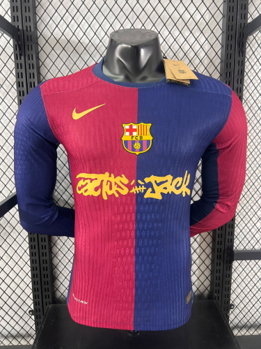 24-25 BAR Home Limited Edition Long Sleeve Player Version Soccer Jersey (Print Cactus Jack)