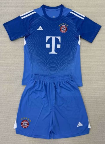 25-26 Bayern Blue Goalkeeper Kids Soccer Jersey