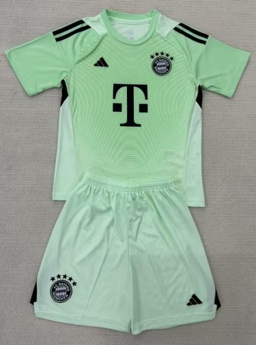 25-26 Bayern Green Goalkeeper Kids Soccer Jersey