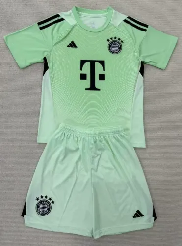 25-26 Bayern Green Goalkeeper Kids Soccer Jersey
