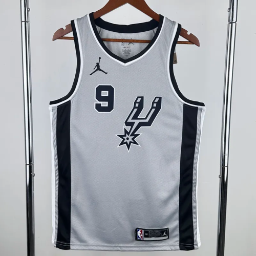 20-21 SA Spurs PARKER #9 Grey Top Quality Hot Pressing NBA Jersey (Trapeze Edition)