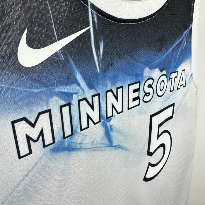 24-25 Timberwolves EDWARDS #5 White City Edition Top Quality Hot Pressing NBA Jersey