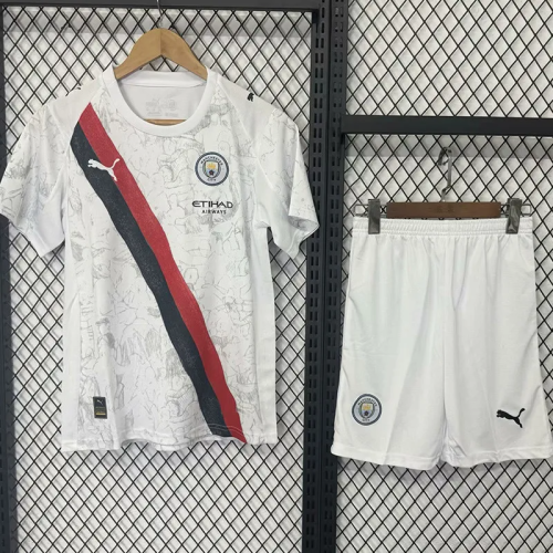 25-26 Man City Away Kids Soccer Jersey