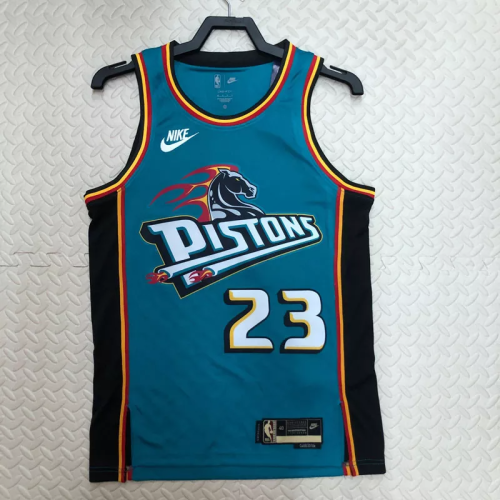 22-23 Pistons IVEY #23 Light blue Top Quality Hot Pressing NBA Jersey (Retro Logo)