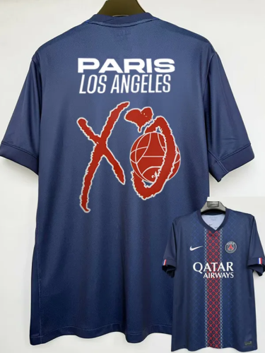 25-26 Paris Saint-Germain Home Print Paris Los Angeles XO Fans Soccer Jersey