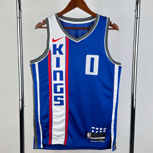 23-24 Kings MONK #0 Blue City Edition Top Quality Hot Pressing NBA