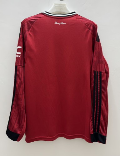 25-26 Manchester United Home Long Sleeve Fans Soccer Jersey