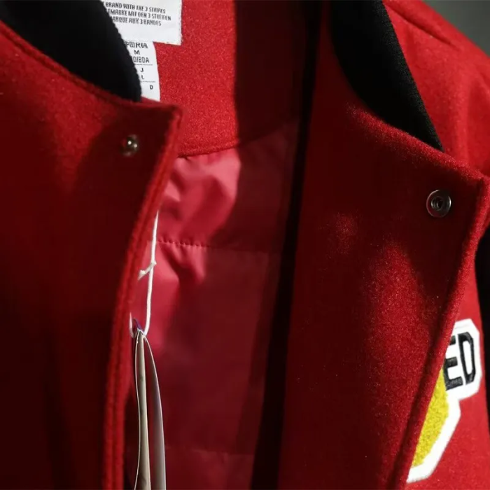 25-26 Manchester United Red Cotton Baseball Jacket