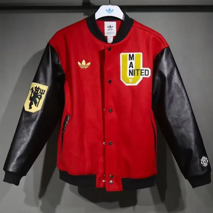 25-26 Manchester United Red Cotton Baseball Jacket