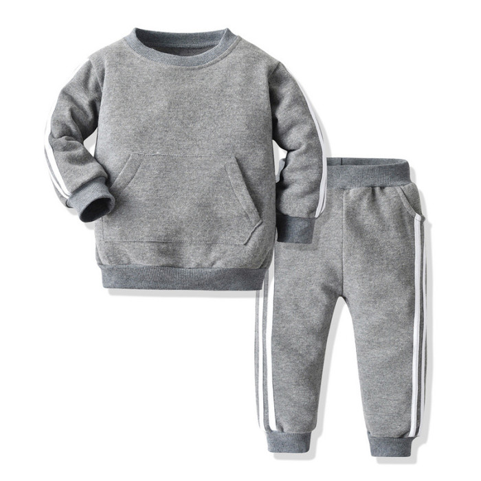 Children's Pure Cotton Sweatshirt And Pants Grey #W001