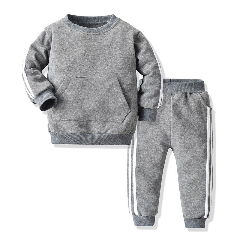 Children's Pure Cotton Sweatshirt And Pants Grey #W001
