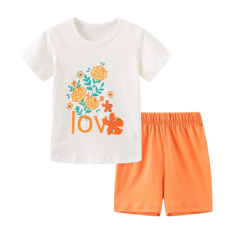 Children's T-shirt shorts set White #016
