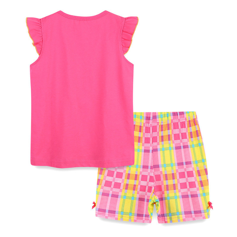 Children's T-shirt shorts set Girl  Pink Yellow #023