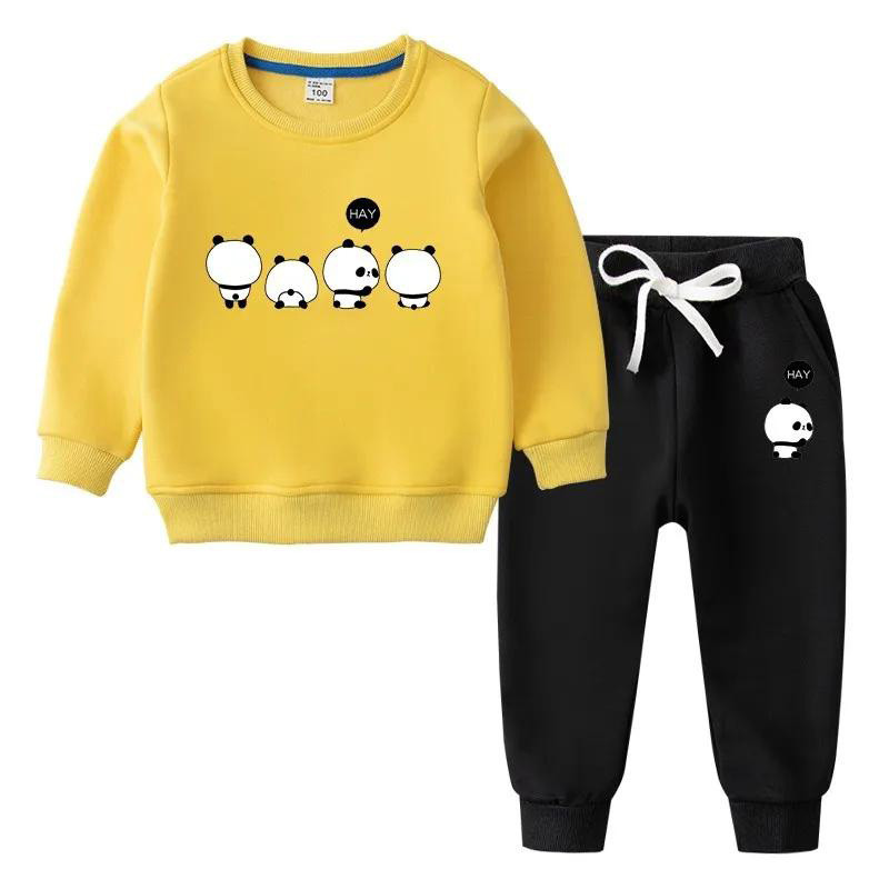 Children's Sports Suit plus fleece Yellow and Black #P007