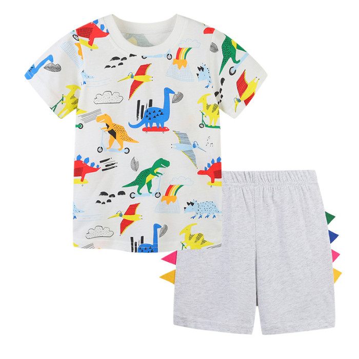 Children's T-shirt shorts set White#019