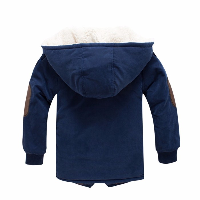 Big Kid Royal Blue Lambs thickened fleece hat in long cotton dress #al001