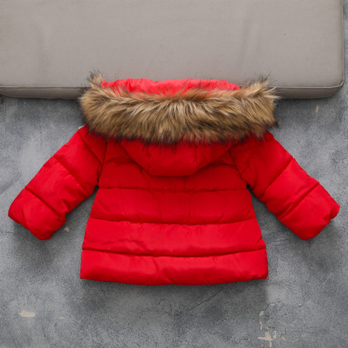Children's Red winter new cotton-padded Korean version of the large wool collar cotton-padded clothes #KU012
