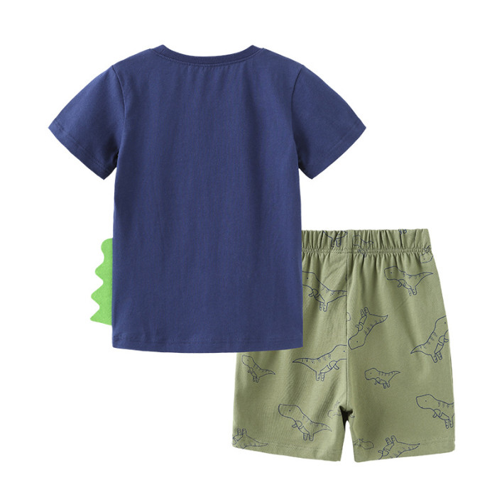 Children's T-shirt shorts set  Dark Blue #028