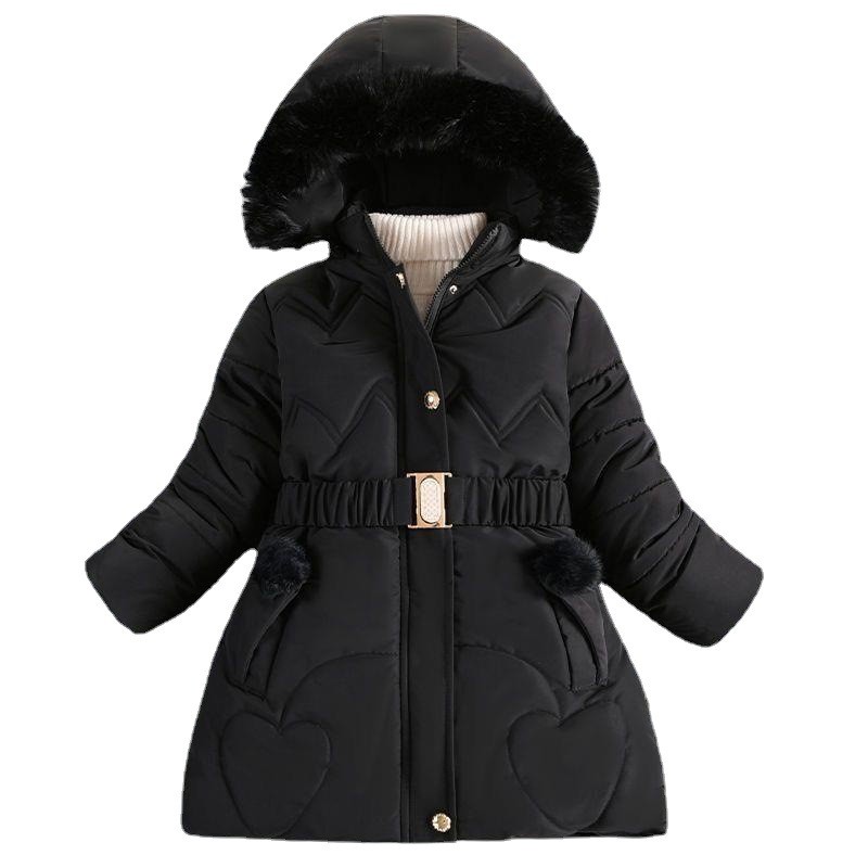 Winter New Girls' Black Cotton Coat #N002
