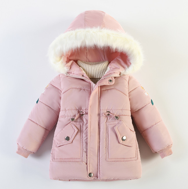 new children's Pink cotton padded girl's thick Coat #UK0212