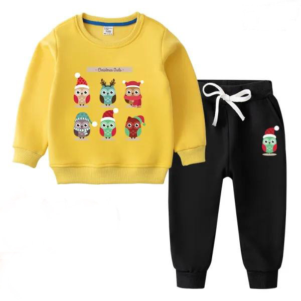 Children's Sports Suit plus fleece Yellow #001