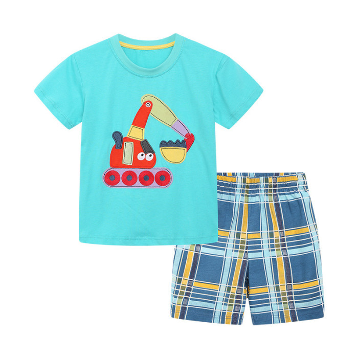 Children's T-shirt shorts set Blue#022
