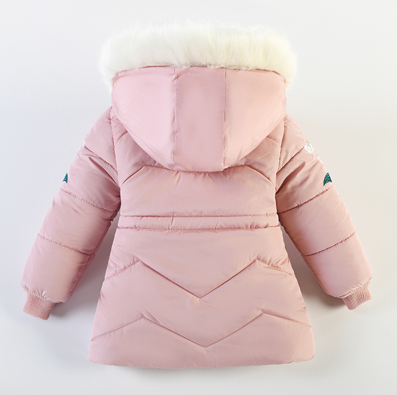 new children's Pink cotton padded girl's thick Coat #UK0212