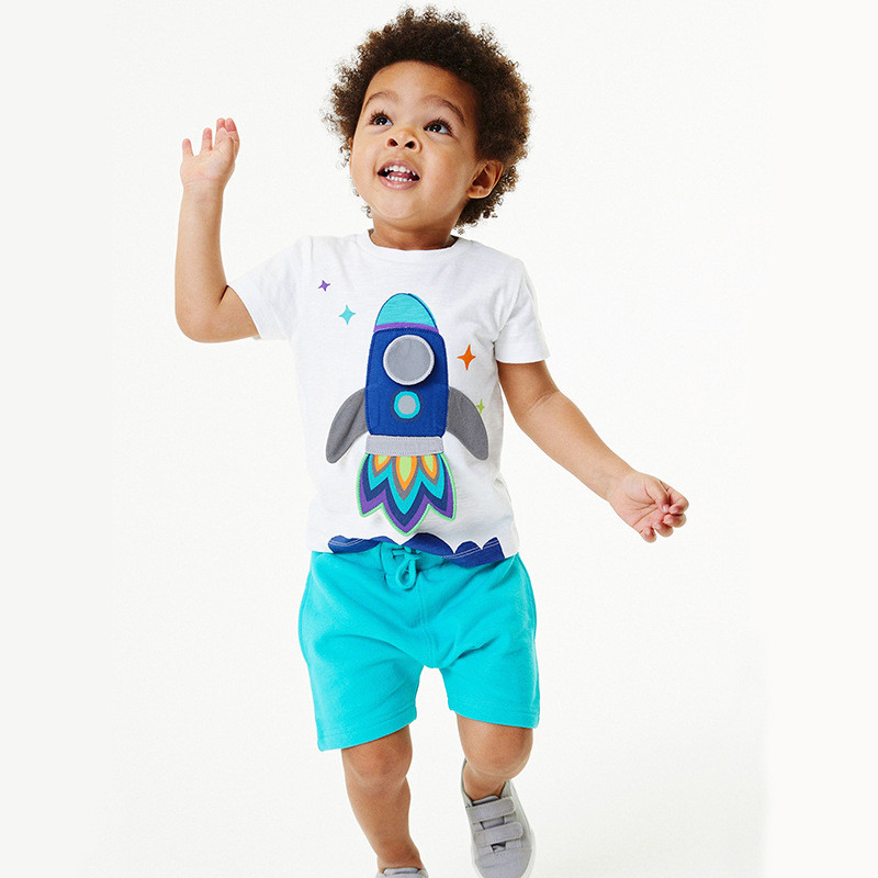 Children's T-shirt shorts set  White #027