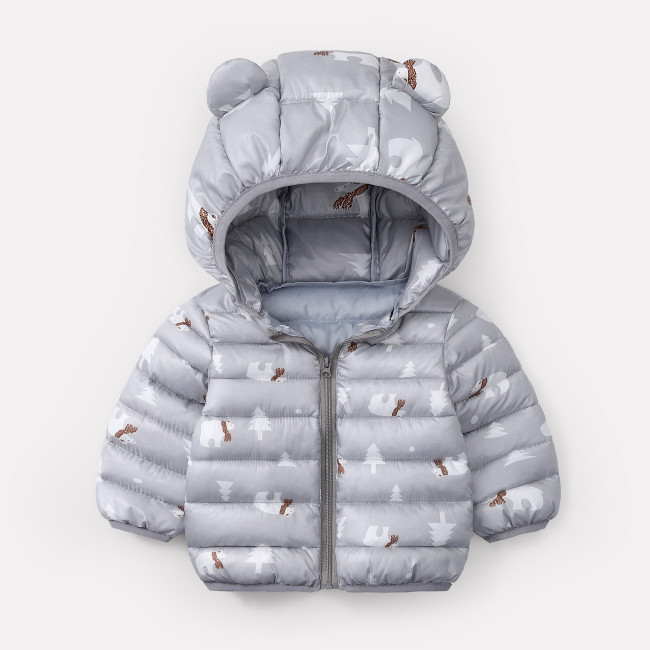 light gray children's cotton padded jacket #AK06