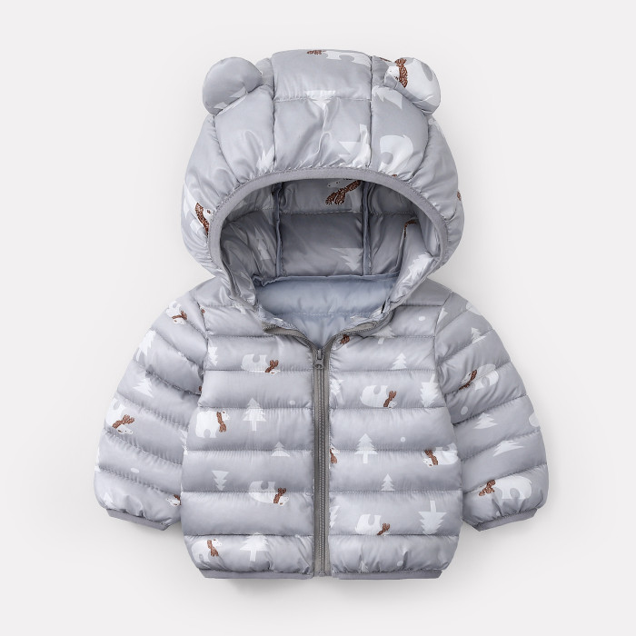 light gray children's cotton padded jacket #AK06