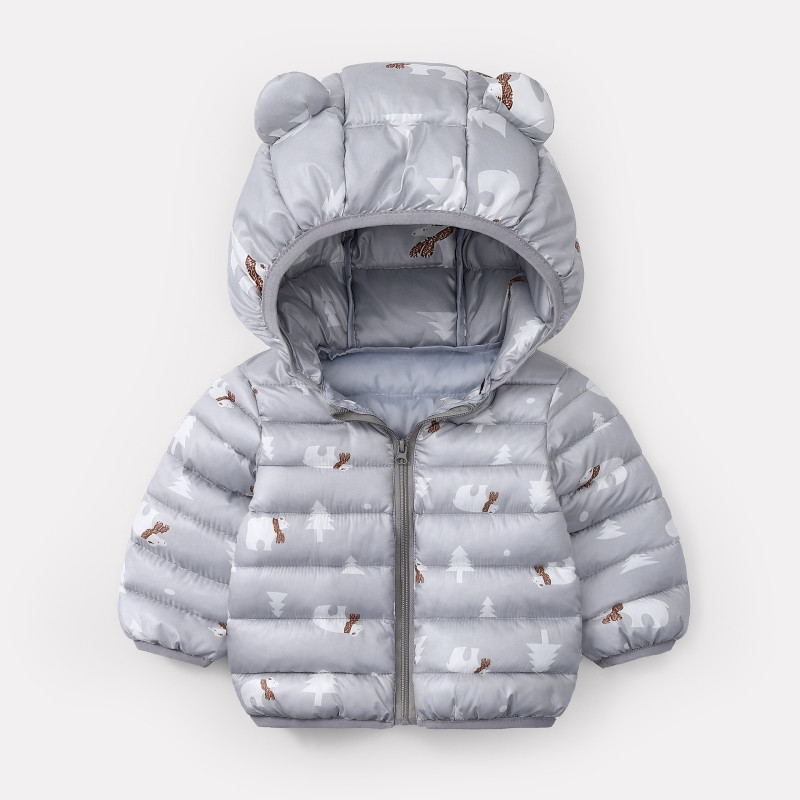 light gray children's cotton padded jacket #AK06