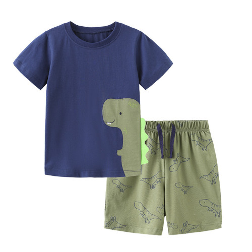 Children's T-shirt shorts set  Dark Blue #028