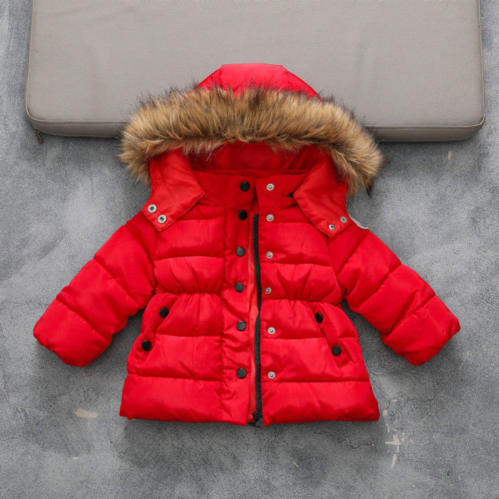 Children's Red winter new cotton-padded Korean version of the large wool collar cotton-padded clothes #KU012