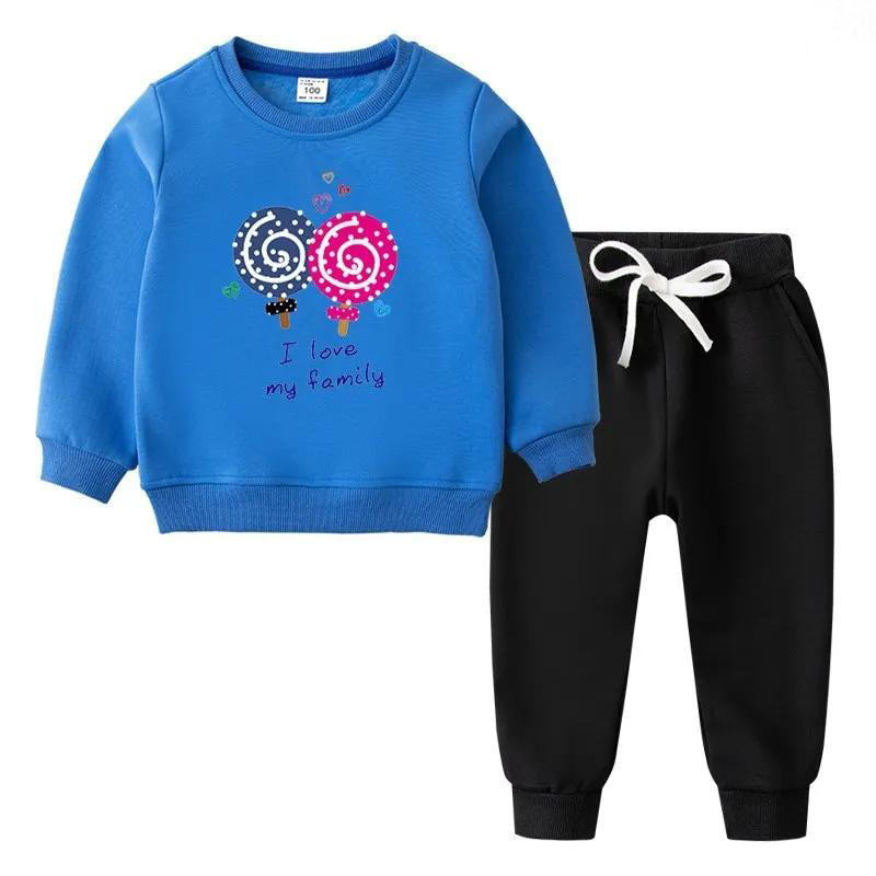 Children's Sports Suit plus fleece Blue #P002