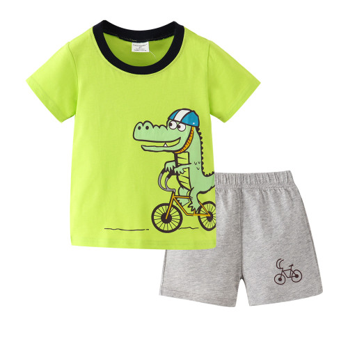 Children's T-shirt shorts set  Sparkling green #001