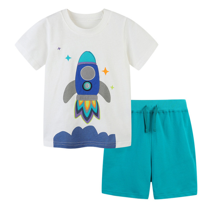 Children's T-shirt shorts set  White #027