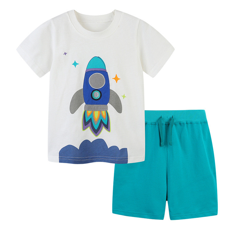 Children's T-shirt shorts set  White #027