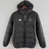 24-25 Napoli Black Hooded Cotton Coat #棉衣
